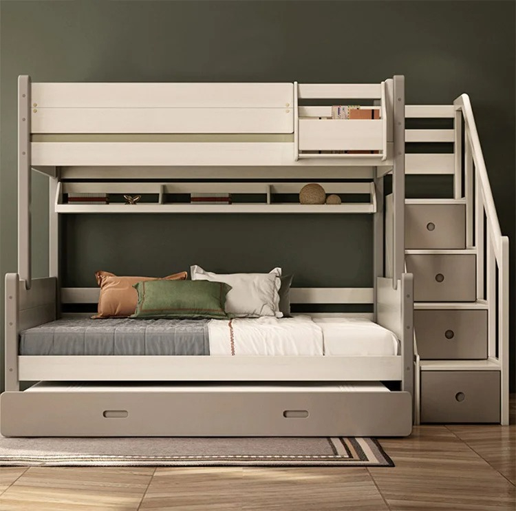 Bunk Bed With Stairs And Slide - Children's Bed with Slide Solid Wooden