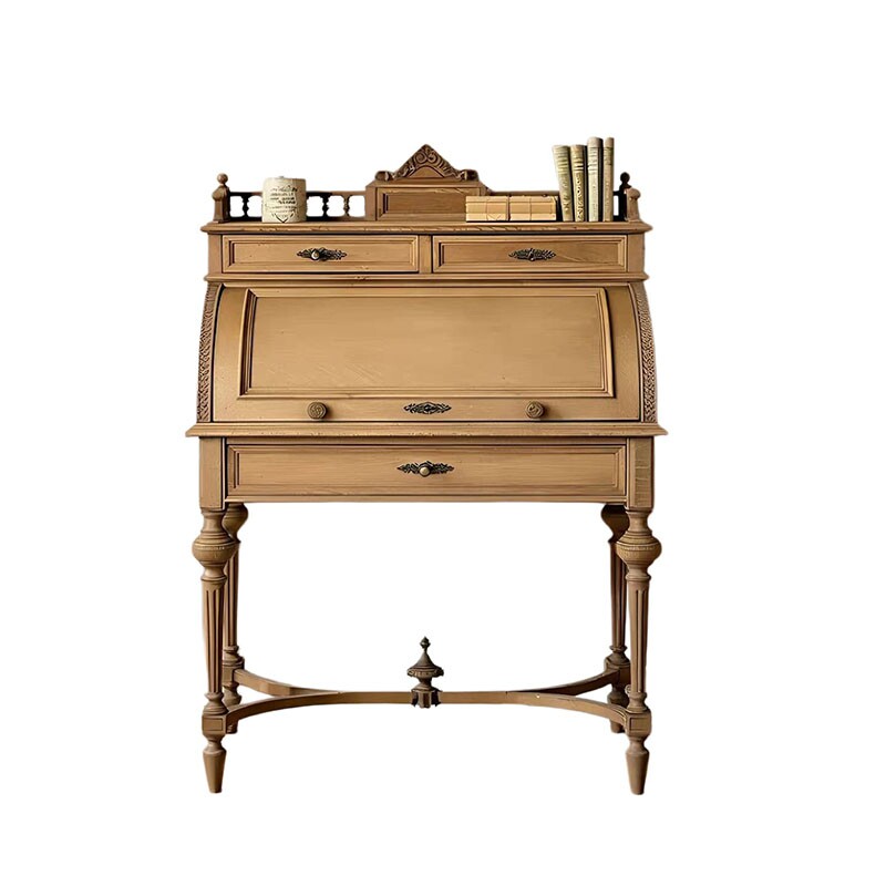Tables - French Retro Solid Wood Clamshell Dressing