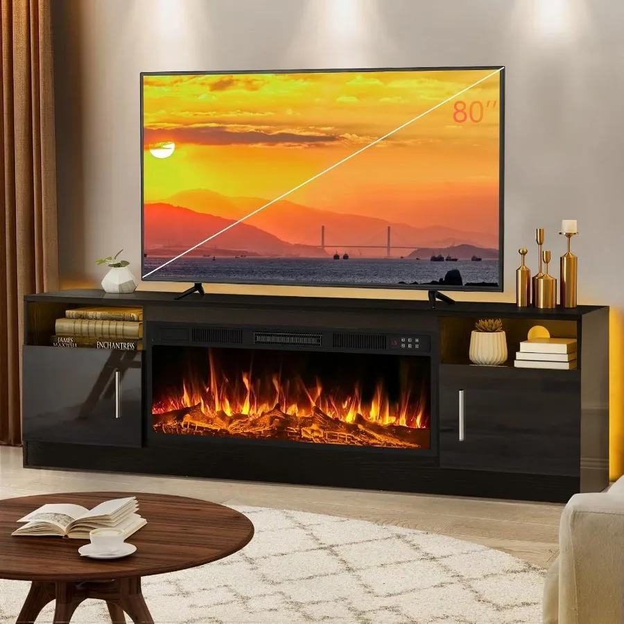 Storage - Living room TV stand with fireplace,