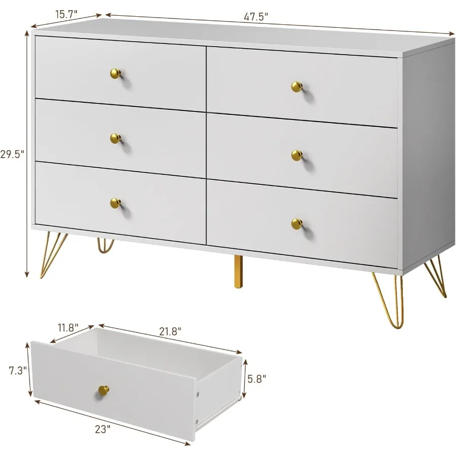 Bedroom 6-Drawer White Dresser - đánh giá và giá Storage