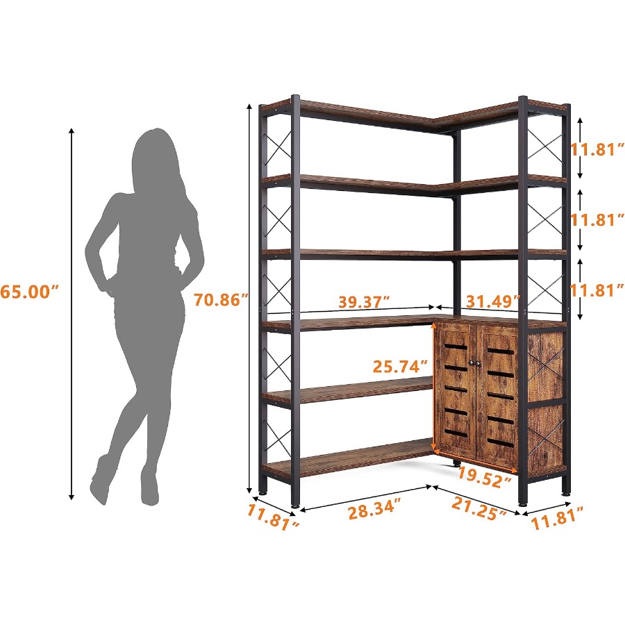 6-Shelf Corner Bookshelf for L - đánh giá và giá Storage