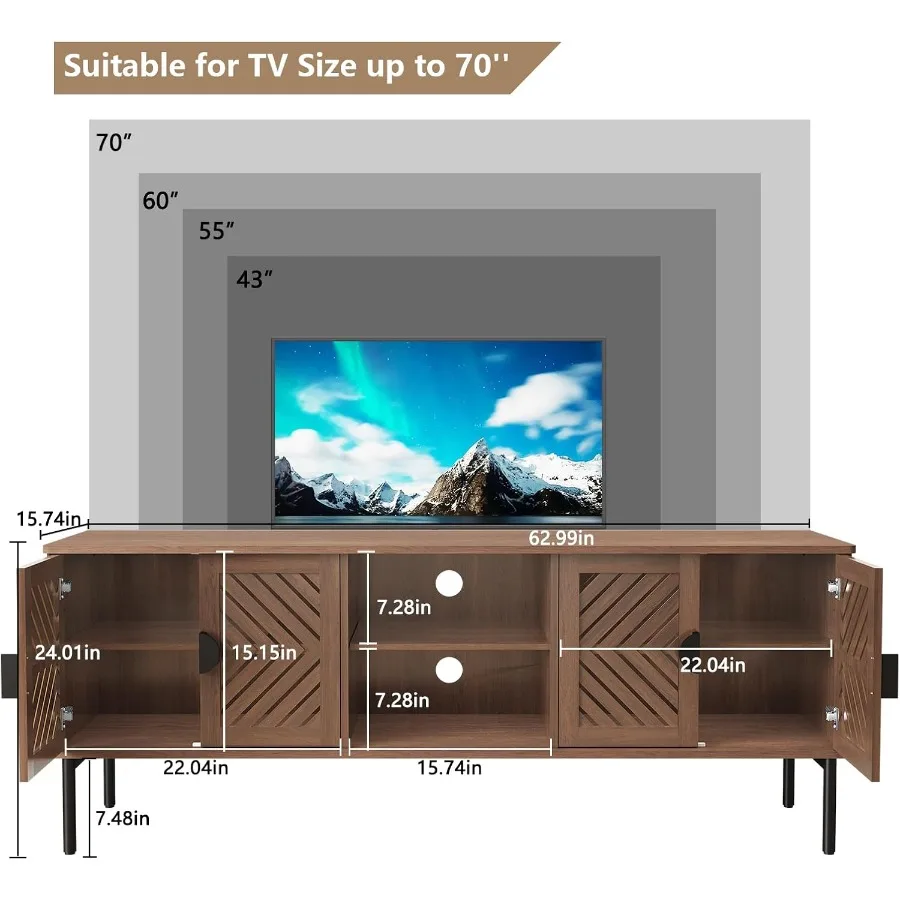 63 TV Stand for Living Room, E - đánh giá và giá Storage