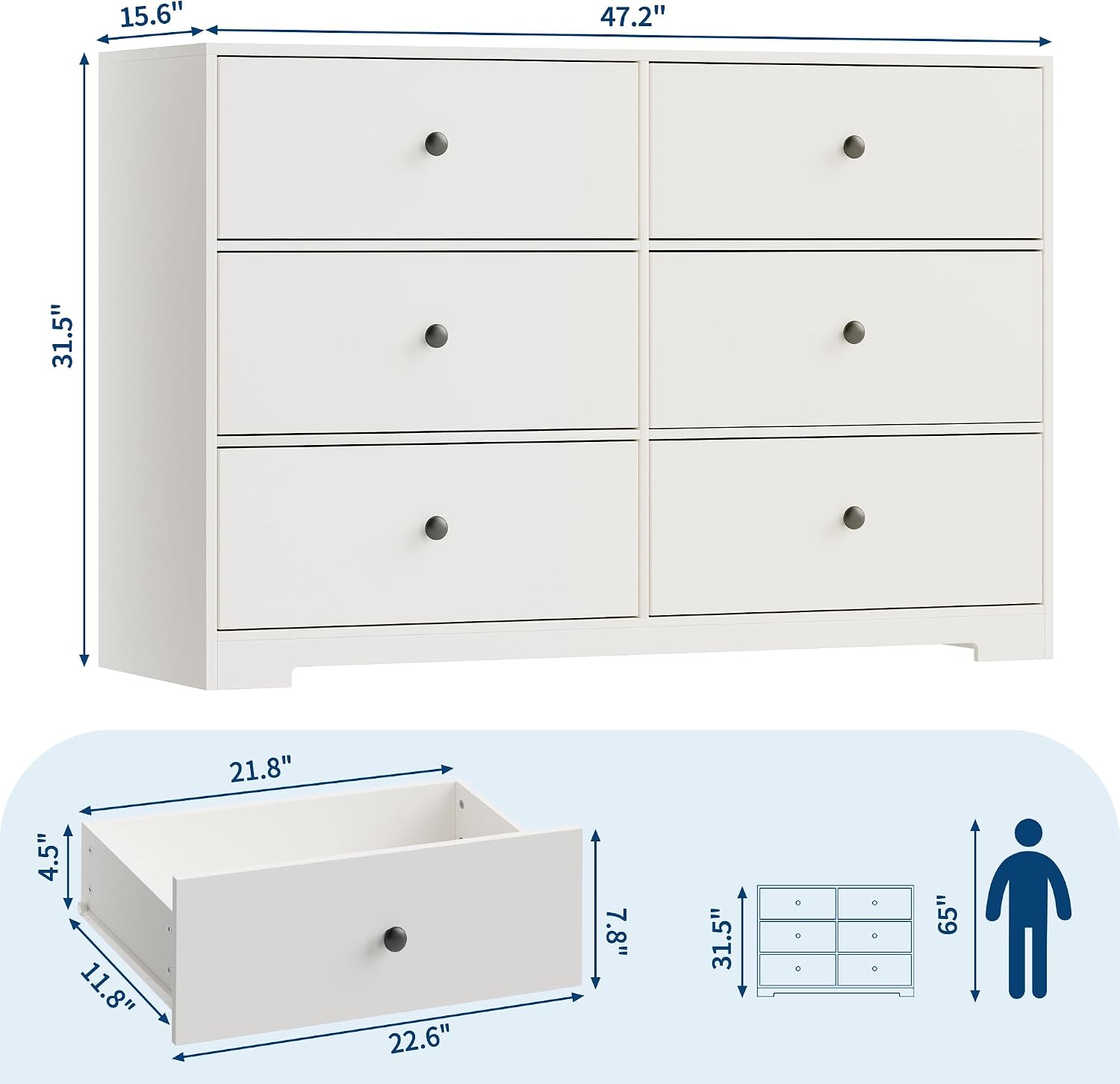 6 Drawer Dresser for Bedroom,  - đánh giá và giá Bedroom Furniture