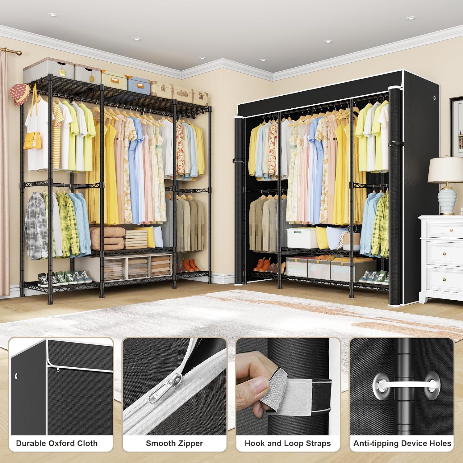 E3C Heavy Duty Portable Closet - đánh giá và giá Wardrobe Closet Portable Fabric Cover