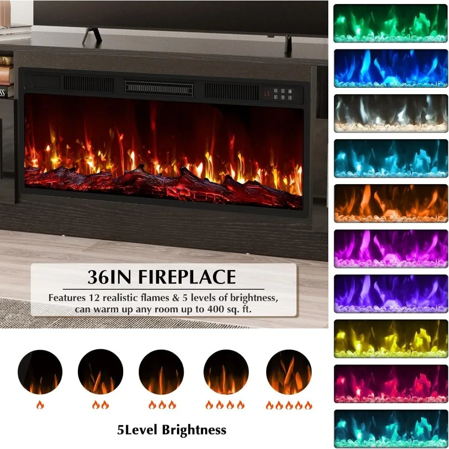 Living room TV stand with fire - đánh giá và giá Storage