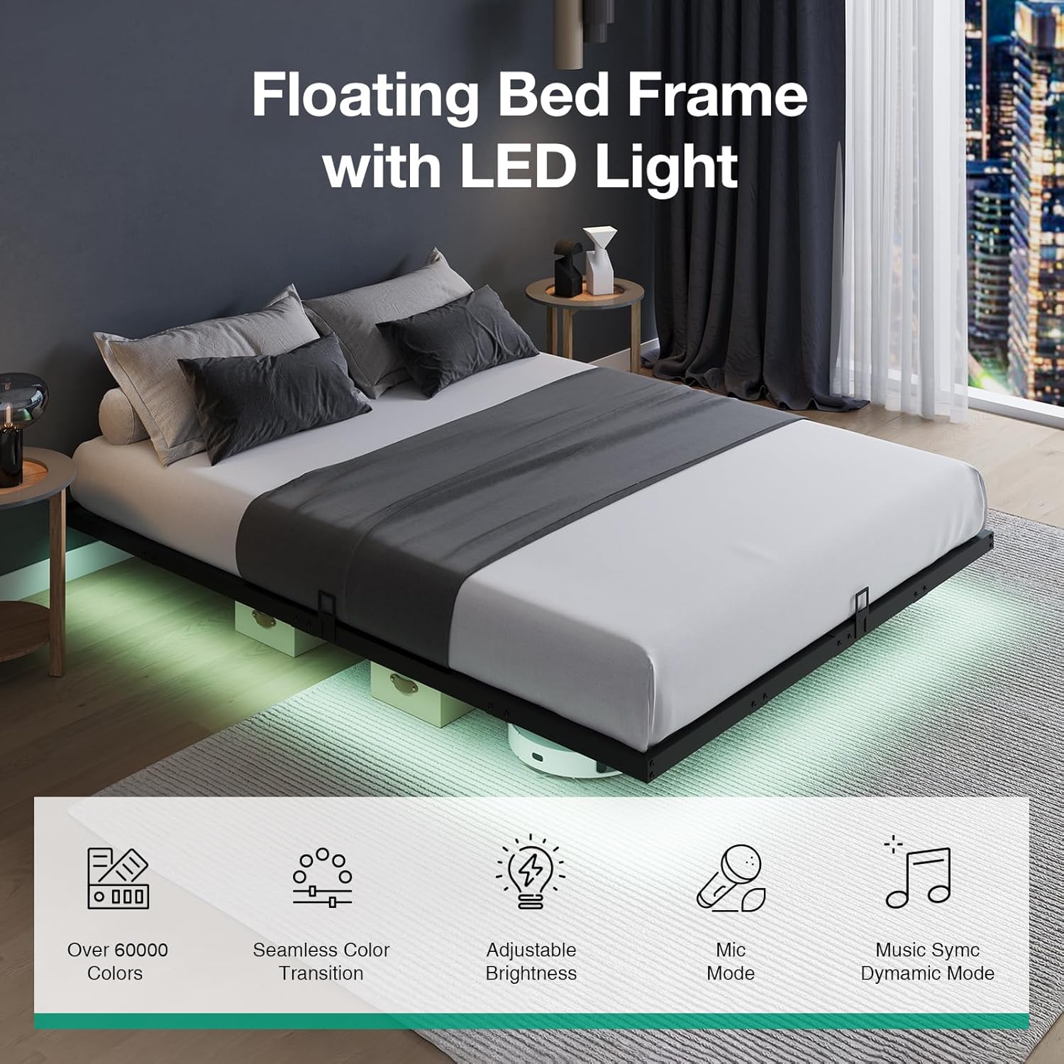 Floating Platform Bed Frame wi - đánh giá và giá Memory Foam Mattress In A Box Queen